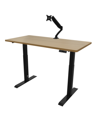 Dellonda Oak Electric Height Adjustable Standing Desk, 1400 x 700mm Dual Motor 100kg