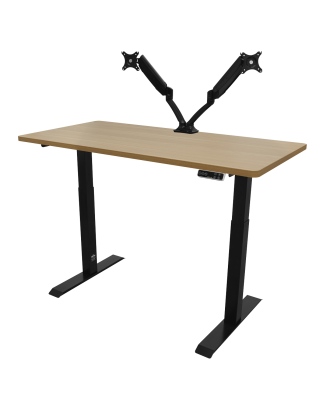 Dellonda Oak Electric Height Adjustable Standing Desk, 1400 x 700mm Dual Motor 100kg