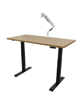 Dellonda Oak Electric Height Adjustable Standing Desk, 1400 x 700mm Dual Motor 100kg