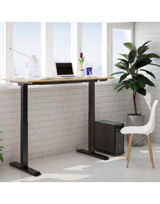 Dellonda Oak Electric Height Adjustable Standing Desk, 1400 x 700mm Dual Motor 100kg