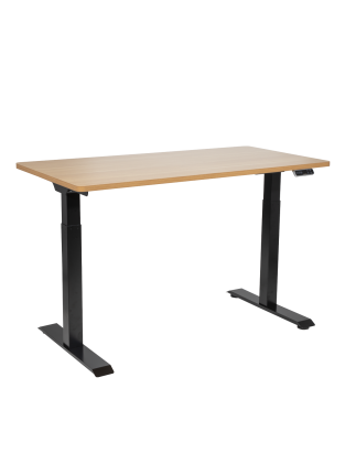 Dellonda Oak Electric Height Adjustable Standing Desk, 1400 x 700mm Dual Motor 100kg