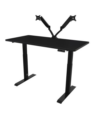 Bureau debout réglable en hauteur électrique Dellonda noir, double moteur 1400 x 700 mm, 100 kg