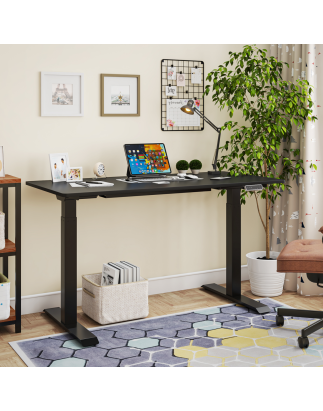 Dellonda Black Electric Height Adjustable Standing Desk, 1400 x 700mm Dual Motor 100kg