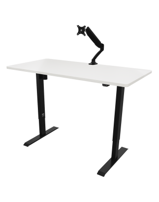 Dellonda White Electric Height Adjustable Standing Desk, Quiet, Home Office, 1400x700mm