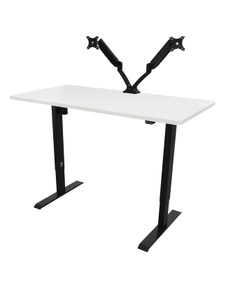 Dellonda White Electric Height Adjustable Standing Desk, Quiet, Home Office, 1400x700mm