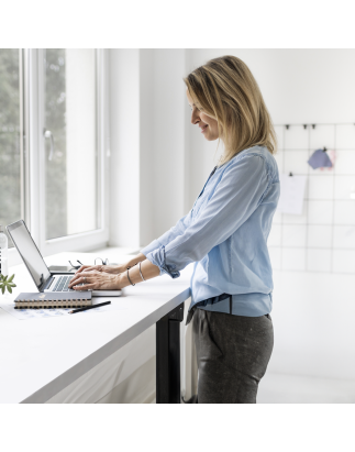 Dellonda White Electric Height Adjustable Standing Desk, Quiet, Home Office, 1400x700mm