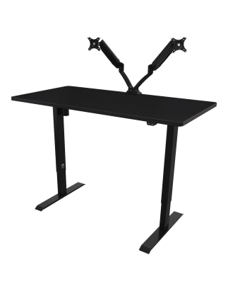 Dellonda Black Electric Height Adjustable Standing Desk, Quiet, Home Office, 1400x700mm