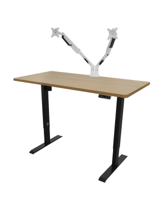 Dellonda Oak Electric Height Adjustable Standing Desk with Memory, Quiet & Fast 1400 x 700mm