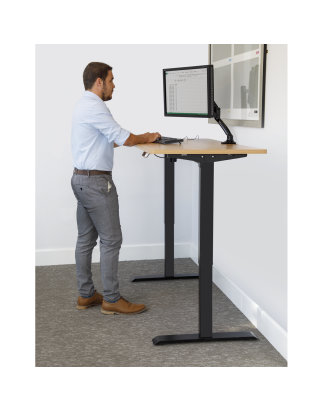 Dellonda Oak Electric Height Adjustable Standing Desk with Memory, Quiet & Fast 1400 x 700mm