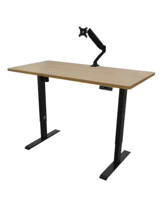 Dellonda Oak Electric Height Adjustable Standing Desk with Memory, Quiet & Fast 1400 x 700mm