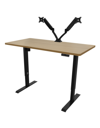 Dellonda Oak Electric Height Adjustable Standing Desk with Memory, Quiet & Fast 1400 x 700mm