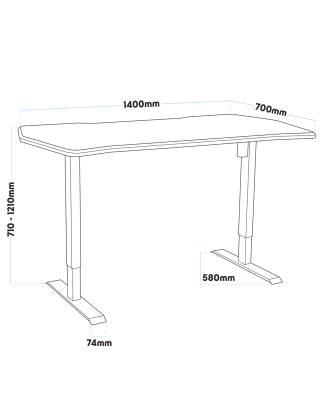 Bureau debout électrique réglable en hauteur Dellonda Carbon avec mémoire, silencieux, 1 400 x 700 mm