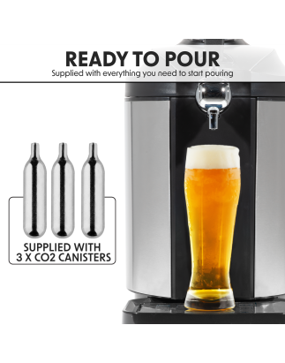 Baridi 5L Mini Fût Distributeur De Bière Robinet 4°C Refroidissement Intégré