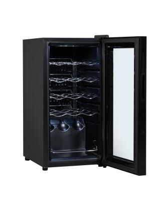 Baridi 15 Bottle Wine Cooler Fridge with Digital Touchscreen Controls & LED Light, Black