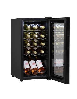 Baridi 15 Bottle Wine Cooler Fridge with Digital Touchscreen Controls & LED Light, Black