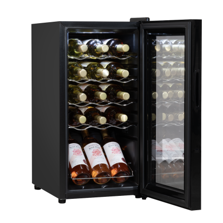 Baridi 15 Bottle Wine Cooler Fridge with Digital Touchscreen Controls & LED Light, Black