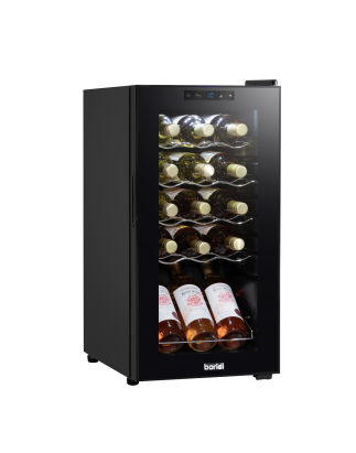 Baridi 15 Bottle Wine Cooler Fridge with Digital Touchscreen Controls & LED Light, Black