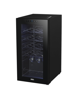 Baridi 15 Bottle Wine Cooler Fridge with Digital Touchscreen Controls & LED Light, Black