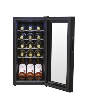 Baridi 15 Bottle Wine Cooler Fridge with Digital Touchscreen Controls & LED Light, Black