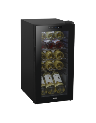 Baridi 15 Bottle Wine Cooler Fridge with Digital Touchscreen Controls & LED Light, Black