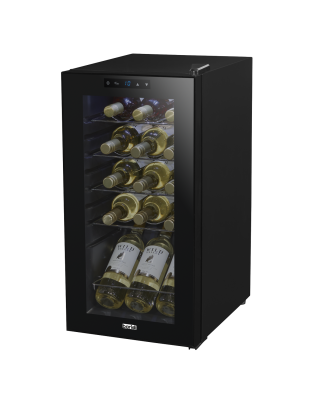 Baridi 15 Bottle Wine Cooler Fridge with Digital Touchscreen Controls & LED Light, Black