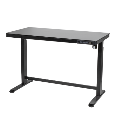 Bureau debout réglable électrique Dellonda noir avec USB et tiroir, 1200 x 600 mm