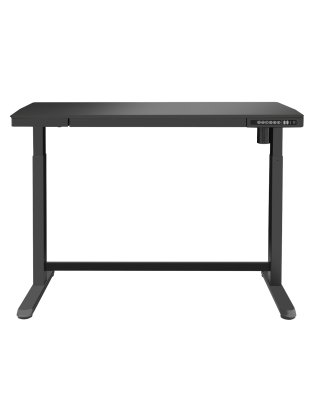 Bureau debout réglable électrique Dellonda noir avec USB et tiroir, 1200 x 600 mm