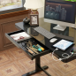 Bureau debout réglable électrique Dellonda noir avec USB et tiroir, 1200 x 600 mm