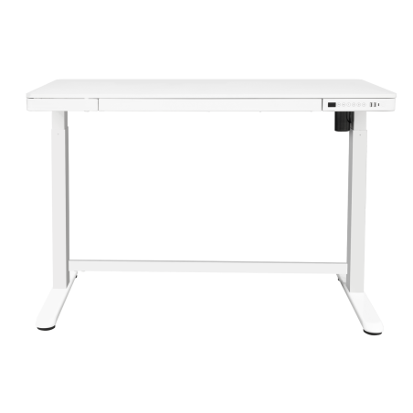 Bureau debout réglable électrique Dellonda blanc avec USB et tiroir, 1200 x 600 mm