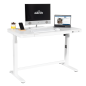 Bureau debout réglable électrique Dellonda blanc avec USB et tiroir, 1200 x 600 mm