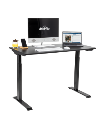 Dellonda Black Electric Adjustable Office Standing Desk, Quiet & Fast 1200x600mm