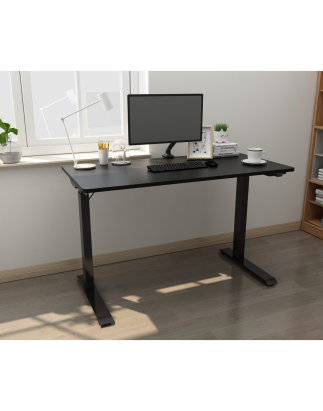 Dellonda Black Electric Adjustable Office Standing Desk, Quiet & Fast 1200x600mm