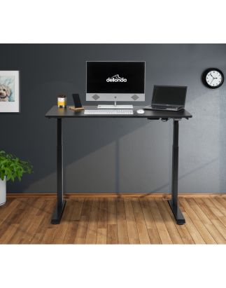 Dellonda Black Electric Adjustable Office Standing Desk, Quiet & Fast 1200x600mm