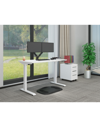 Dellonda White Electric Adjustable Office Standing Desk, Quiet & Fast 1200x600mm