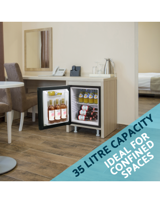 Baridi 35L Ultra Quiet Drinks & Wine Mini Cooler Fridge with LED Light, Black