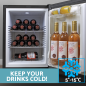 Baridi 35L Ultra Quiet Drinks & Wine Mini Cooler Fridge with LED Light, Black