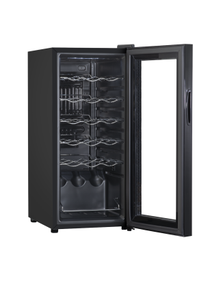 Baridi 18 Bottle Wine Cooler Fridge with Digital Touchscreen Controls & LED Light, Black