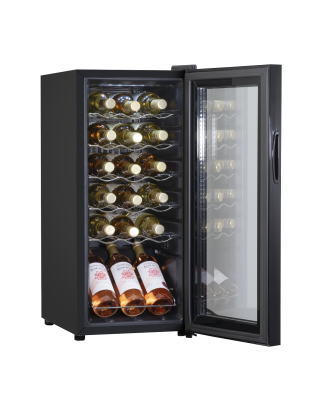 Baridi 18 Bottle Wine Cooler Fridge with Digital Touchscreen Controls & LED Light, Black