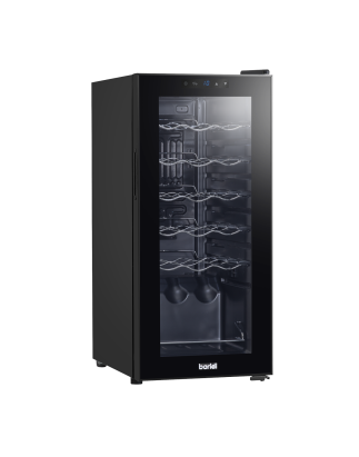 Baridi 18 Bottle Wine Cooler Fridge with Digital Touchscreen Controls & LED Light, Black