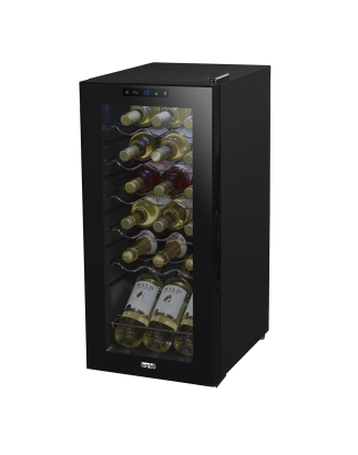 Baridi 18 Bottle Wine Cooler Fridge with Digital Touchscreen Controls & LED Light, Black