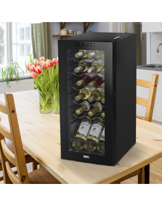 Baridi 18 Bottle Wine Cooler Fridge with Digital Touchscreen Controls & LED Light, Black