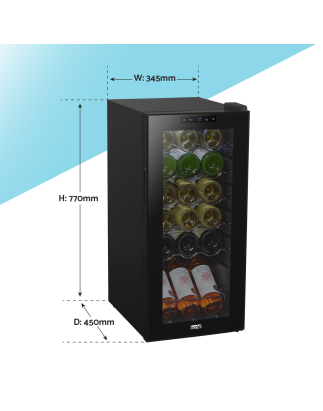 Baridi 18 Bottle Wine Cooler Fridge with Digital Touchscreen Controls & LED Light, Black