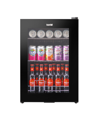 Réfrigérateur à bière et boissons Baridi 60 L avec lumière LED, porte noire et vitrée