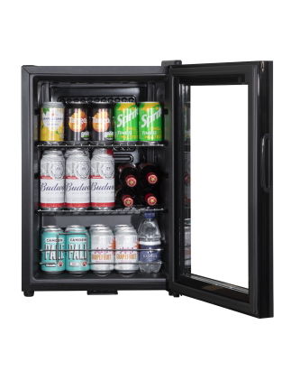 Baridi 60L Beer & Drinks Fridge with LED Light, Black and Glass Door