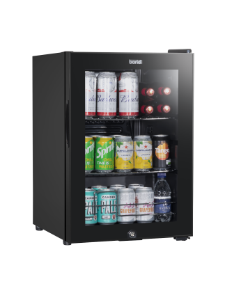 Baridi 60L Beer & Drinks Fridge with LED Light, Black and Glass Door