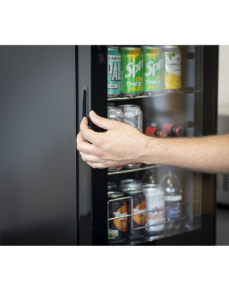 Baridi 60L Beer & Drinks Fridge with LED Light, Black and Glass Door