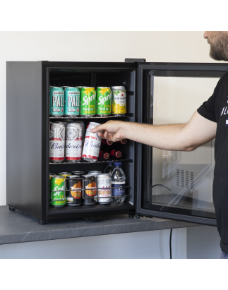 Baridi 60L Beer & Drinks Fridge with LED Light, Black and Glass Door