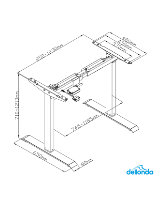 Cadre de bureau debout réglable électrique Dellonda, capacité de 70 kg, blanc, silencieux