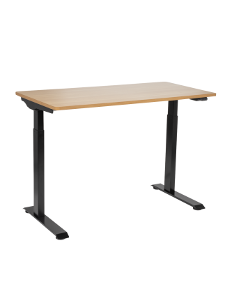 Dellonda Oak Electric Adjustable Office Standing Desk, Quiet, 70kg, 1200 x 600mm