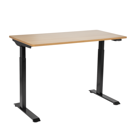 Dellonda Oak Electric Adjustable Office Standing Desk, Quiet, 70kg, 1200 x 600mm